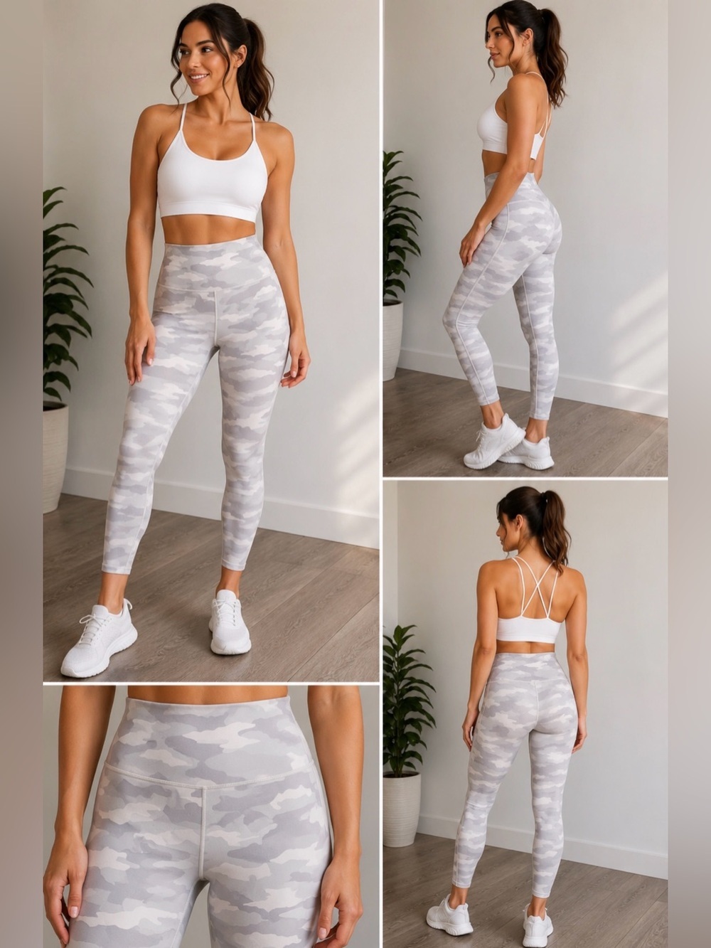 Athleta Elation 7/8 Tight Gray Camo High Rise Leggings Women’s Size S
